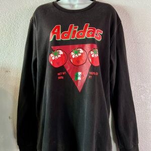 Adidas Black Crewneck Sweater with Tomato Graphic
